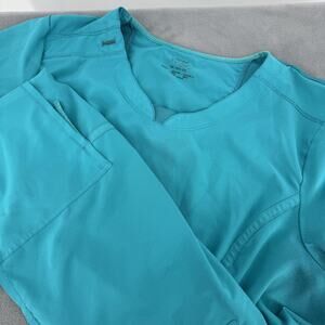 Cherokee Infinity Scrub Top Womens 2XL Teal Blue V-Neck Nursing Workwear Tunic